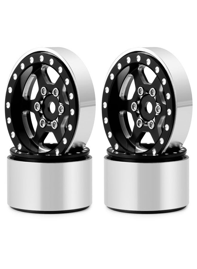 مجموعة عجلات MORLORDY 4 قطع مقاس 1.0 بوصة بنظام قفل الخرز، 30 مم، لسيارات Axial SCX24 Gladiator Deadbolt Bronco C10 JLU 1/24 RC Crawlers، قطع غيار للترقية (أسود) - Image 1